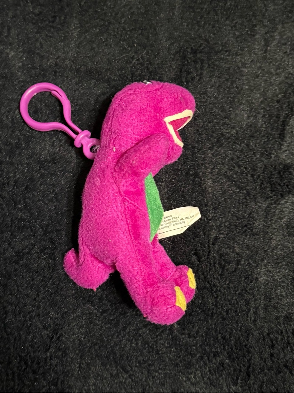 Vintage Barney Purple Dinosaur Plush Clip On Keychain Toy Lyons Partnership